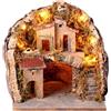 Holyart Borgo con Grotta scalinata semicircolare 25x25x25 presepe Napoletano Stile 700