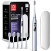 Oclean Spazzolino elettrico X Series Pro Digital Gift Set, 6 Teste di spazzole, Custodia da viaggio, Touch screen intelligente, 3 Modalità, 30 Giorni, IPX7,Argento
