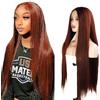 Hxxcoup Human Hair Wig Straight Wig 5x5 Lace Wig Reddish Parrucca Afro Marrone rosso Capelli Veri Umani Parrucca Capelli Umani Unprocessed Virgin Hair with Baby Hair Wig #33 for Woman 20 Inch