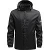 Innerternet Giacca in pelle sintetica da uomo, trapuntata, classica, 100% vera pelle, per le mezze stagioni, con cappuccio rimovibile, per il tempo libero, slim fit, Nero , XXXXL