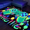 HOLAVIDA Tappeto per Giochi Neon, 3D Tappeto Reattivo ai Raggi UV del Controller di Gioco, Tappetino Fluorescente Antiscivolo per Pavimenti, Decorazione per la Sala Giochi dei Bambini, 180x120cm