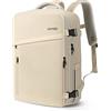 HOMIEE Zaino da Viaggio Aereo Bagaglio a Mano 45x36x20 Zaino Porta PC 15,6 Pollici con Scomparto per Scarpe e Porta USB Impermeabile Zaino Scuola College Affari Lavoro Sportivo (Bianco)