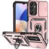 XINYEXIN Cover per Samsung Galaxy A55 5G, Custodia con Protezione Fotocamera [360° Magnetica Anello Supporto] Hard PC y TPU Silicone Antiurto Custodie - Oro rosa