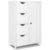 VOUNOT® Mobile Bagno da Terra Cassettiera con 4 Cassetti Armadio con Anta e Ripiano Regolabile, Armadietto Autoportante Mobiletto Portaoggetti da Ingresso Soggiorno Cucina Corridoio, 55x30x82cm Bianco