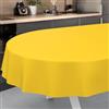 ANRO Tovaglia in tela cerata, lavabile, da giardino, per interni ed esterni, ovale, 160 x 140 cm, con bordo tagliato, colore giallo