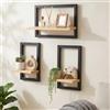 hi-home, Set di 3 mensole sospese da parete, per decorazione della parete, quadrate, in legno, per riporre oggetti, per bagno, soggiorno, colore: marrone