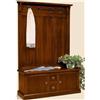 Mar.c.a. Design - Mobile Ingresso Parete Attrezzata Soggiorno, Attaccapanni, Cassapanca, Arte Povera, Noce Scuro cm 121x45x185h