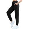 Bresdk Pantaloni Sportivi Donna Leggeri Pantaloni Tuta Cotone Larghi Comodi Jogging Fitness Sport Casual Pantalone Tasche Cargo, Nero(Nuovo), M