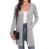 Aottori Cardigan Donna Elegante Cardigan Scollo a V Manica Lunga Cappotto a Maglia Lungo Maglione Open Front Cardigan Leggero con Tasche Grigio S