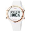 FeiWen Donna e Bambini Outdoor Sportivi Orologio Impermeabili LED Elettronico Plastica Cassa e Gomma Banda Digitali Orologi da Polso (Bianco)