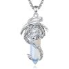 EUDORA Harmony Ball Collana con Drago Opale per Donna Uomo, Prisma Esagonale Amuleto di Energia di Cristallo Placcato Argento Rame Drago Ciondolo Gioielli Regalo per Moglie Marito, 22+24
