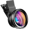 APEXEL Set di obiettivi universali per fotocamera del telefono 0,45 x grandangolo 140° + 12,5 x obiettivo macro, obiettivo per telefono cellulare compatibile con iPhone, Samsung e la maggior parte