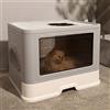 BingoPaw Lettiera Toilette Gatto Chiusa: Toilette per gatti Grande Contenitori per lettiere Cassetta Igienica per Gatti Portatile con Spazzola Cardatore, Adatta per gatti fino a 10kg
