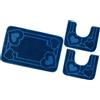 emmevi Tappeto Bagno Parure Soffice Antiscivolo Assorbente Lavabile Moderno MOD.Moorea 8 Set 3 Pezzi Blu