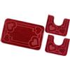 emmevi Tappeto Bagno Parure Soffice Antiscivolo Assorbente Lavabile Moderno MOD.Moorea 8 Set 3 Pezzi Rosso
