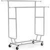 Generic Stand Appendiabiti da Terra Portabiti Attaccapanni con Ruote Regolabile (129-189) x 56 x (139-164) cm Doppia Asta Telescopica e Estensibile in Metallo Cromato Attacapanni da Ingresso