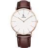 Alienwork IK Orologio Uomo Donna Oro rosa Bracciale in Cuoio Rosolare Ultra-sottile