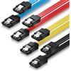 deleyCON 4x 0,5m Cavo SATA 3 SATA III HDD SSD Cavo Dati 6 GBit/s - 2x Diritto - Giallo Rosso Blu Nero