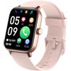 Quican Smartwatch Donna-Orologio Fitness tracker con Chiamate e Whatsapp SpO2 Alexa Bluetooth Cardiofrequenzimetro Sonno Contapassi -IP68 Orologio Smart watch Donna Sportivo per Android iOS(Rosa)