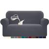 Granbest Copridivano elasticizzato, impermeabile, 1 pezzo, in spandex, jacquard, con gommapiuma antiscivolo (2 posti, grigio)