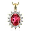 JewelryPalace 3.2ct Collana Donna Kate Middleton Argento 925 con Creato Rubino Rosso, Princess Diana William Collana Ciondolo Pietra Ovale con Catena 45cm, Collane Pendenti in Oro Set Gioielli Donna