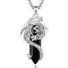 EUDORA Harmony Ball Collana con Drago di Ossidiana per Donna Uomo, Prisma Esagonale Amuleto di Energia di Cristallo Placcato Argento Rame Drago Ciondolo Gioielli Regalo per Moglie Marito, 22+24