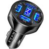 Gitekain Adattatore USB per caricabatteria da auto, 4 in 1, super veloce, display digitale a LED, caricabatteria da auto con porte multiple per furgoni, SUV e camion