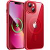 JETech Cover Magnetica per iPhone 13 mini 5,4 Pollici Compatibile con MagSafe, Antiurto Cellulare Paraurti Custodia, Solida Colore Opaco TPU Telaio, Anti-Graffio Retro Trasparente (Rosso)