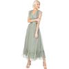 Anaya with Love Ladies Maxi Dress for Women V Neckline Sleeveless Frilly for Wedding Guest Bridesmaid Prom Long High Empire Waist Tiered, Vestito Donna, Frosted Green,