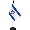 ANLEY Israel Deluxe Set bandiera da scrivania - Bandiera israeliana da tavolo in miniatura 6 x 4 pollici con palo da 12 - Colori vivaci e resistente allo sbiadimento - Base nera e punta a lancia