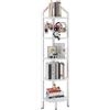 YMYNY Scaffale angolare a 5 ripiani, altezza 176 cm, scaffale multiuso per piante, per soggiorno, bagno, cucina, camera da letto, ufficio, stile industriale bianco HBR006W