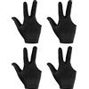 PATIKIL 3 Dita Biliardo Guanti, 4pz Biliardo Guanti Sinistra & Destra Mano Mostra Guanti Biliardo Stecca Guanto per Sparatutto Carom Biliardo Snooker Stecca Sport, Nero