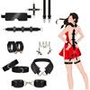 Jahuno Set di Sex Toys Donna Uomo Sex Toy BDSM Bondage Sexy Toys Giochi Erotitici Sexy per Coppie Adulti Giocattoli Sessuali con Manette Sexyshop nere, Collare, Cavigliera, Benda, Morsetto per Capezzoli