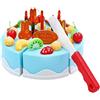 SIPLIV Giocattoli per Il Taglio di plastica fingono Cibo Set Taglio Torta di Compleanno Regalo per Bambini Fai da Te Taglio Finta Gioca Torta di Compleanno per Bambini Giocattolo 37 pz - Blu