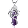 EUDORA Harmony Ball Collana con Drago Ametista per Donna Uomo, Prisma Esagonale Amuleto di Energia di Cristallo Placcato Argento Rame Drago Ciondolo Gioielli Regalo per Moglie Marito, 22+24