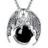 EUDORA Harmony Ball Collana con Drago di Ossidiana per Donne Uomini, Sfera di Cristallo Curativo Amuleto di Energia Argento Placcato Rame Drago Ciondolo Gioielli Regalo per Moglie Marito, 22+24