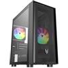 Oversteel - Aeris Case per PC da gioco compatibile con schede Micro ATX e ITX, 2 ventole RGB da 120 mm, frontale a rete, 2 filtri antipolvere, vetro laterale temperato, USB 3.0, colore nero