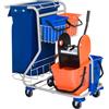 HOMCOM Carrello Pulizie Professionale con 4 Secchi 18l/6l, Sacco Spazzatura Impermeabile, Blu e Arancione, 100x70x103cm|Aosom