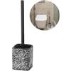 Avilia Scopino e Portascopino per Bagno - Scopino per WC, in Poliresina, 10x37x10cm, Bianco e Nero