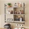 Bestier Scaffali da cucina a parete Scaffalatura galleggiante per tubi a 3 livelli 106CM Scaffale da bar con supporto Espositore da parete Scaffale per l'organizzazione della cucina