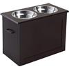 PawHut Ciotole Rialzate per Cani Grandi, Supporto Portaciotole in MDF con 2 Ciotole in Acciaio Inox, 60x30x41 cm, Marrone