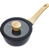 MasterChef Pentolino Induzione, Pentola Antiaderente con Coperchio, per Pasta, Agnelli, Polenta, Crock Pot Antigraffio, Manici in Legno, Lavabile in Lavastoviglie, 18cm, Nero