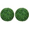 HOMCOM Set di 2 Piante Finte Sfera di Bosso Ø40cm, Decorazione per Interno ed Esterno, Verde|Aosom