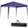 BAKAJI Gazebo 3 x 3 metri Pieghevole Tessuto Poliestere Impermeabile Struttura in Metallo Richiudibile a Fisarmonica Tendone Portatile Fiera Mercato Giardino Esterno + Sacca per Trasporto (Blu)