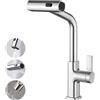 Ibergrif Rubinetto Cucina Con Doccetta Estraibile 40 cm, Girevole a 360°, Rubinetto Lavello Cucina 3 Modalità di Getto, Miscelatore Acqua Calda e Fredda, Monoforo, Installazione Semplice