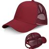 LIVACASA Cappello da Baseball Donna con Foro di Coda di Cavallo Berretto a Rete con Visiera Estivo Traspirante Regolabile per Sport Esterno Rosso Scuro