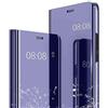 JIAFEI Cover compatibile con Xiaomi Redmi Note 9 Pro/Note 9S/9 Pro Max, Smart View Specchio Case Pelle Custodia Flip Trasparente Anti-Impronte Makeup Custodia con Funzione Stand. Blu Viola