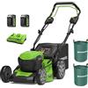 Greenworks GD24X2LM46SPK4X Tagliaerba Semovente a Batteria per Prati Fino a 480m², Ampiezza di taglio 46cm, Due Sacco da giardinaggio da 120l,CON Due Batterie 4Ah e Caricabatterie Doppio