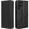 PEIYE Cover per Samsung Galaxy S24 Ultra 5G, Custodia Libro Flip in PU Pelle Portafoglio, Case Antiurto Soft con Porta Carte e Chiusura Magnetica, Funzione Stand - Nero
