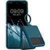 kwmobile Custodia con Anello Compatibile con Samsung Galaxy Z Flip4 - Cover Ultra Slim Silicone Morbido - Back Case Morbida TPU - petrolio matt